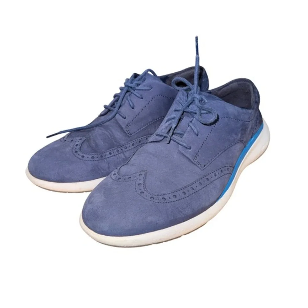 Cole Haan‎ Grand Mens 10M Pre-Owned Troy Wingtip Oxford Marine Blue White C33766